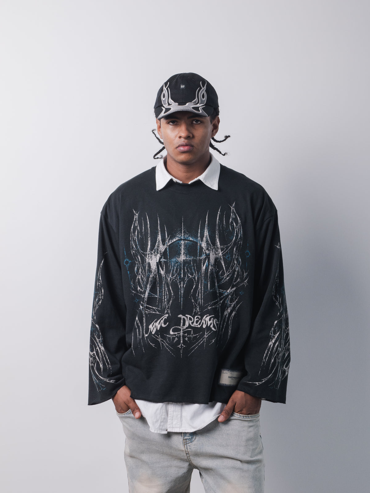 Metalling Flames Long Sleeve - Vintage premium black