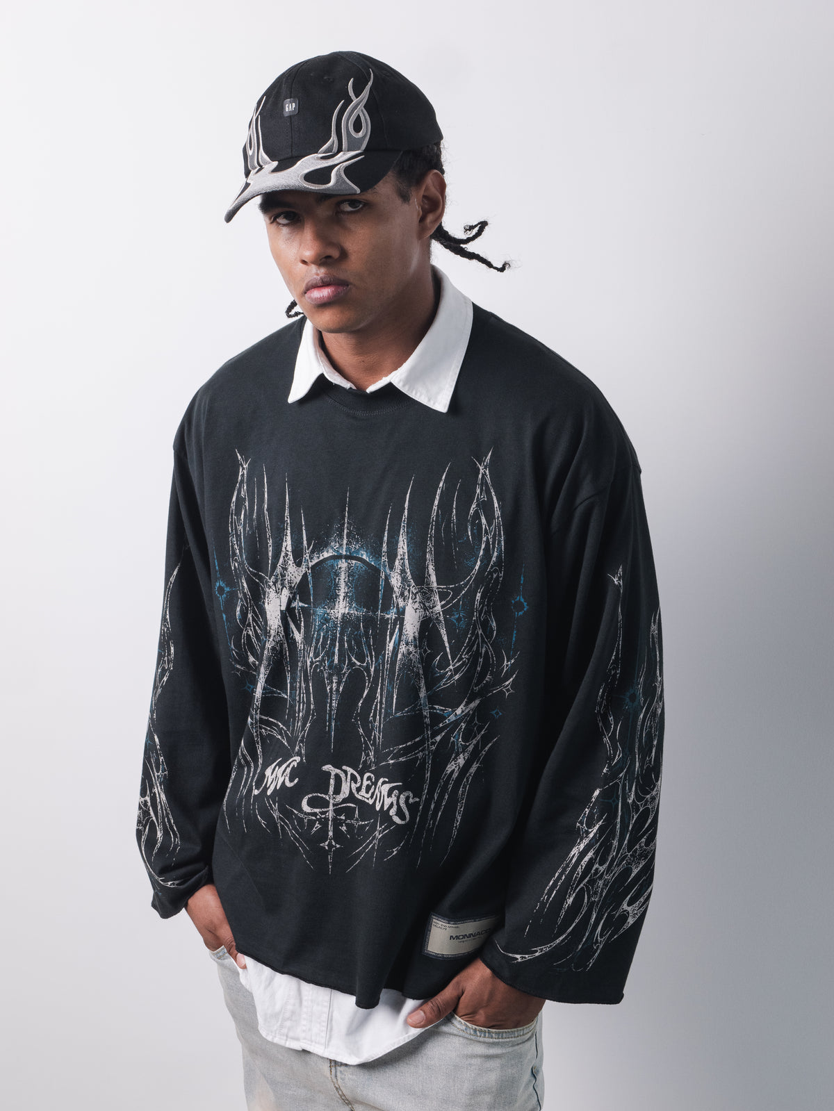 Metalling Flames Long Sleeve - Vintage premium black